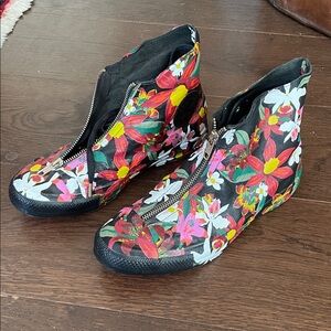 Floral Leather Converse PatBO High-Top Sneakers- Worn Once!